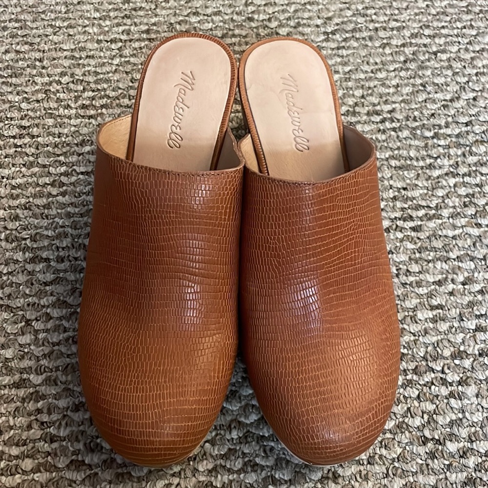 Madewell The Ayanna Clog in Lizard Embossed Leather Size 9